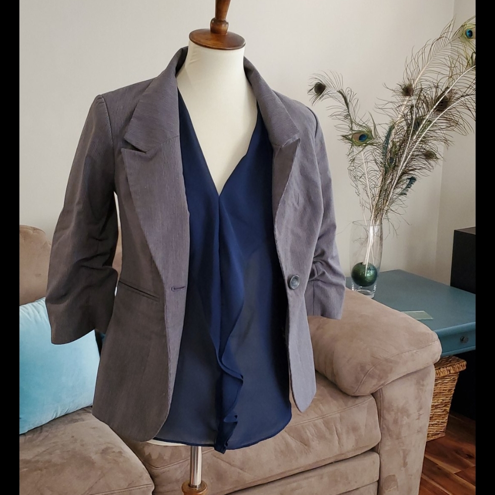 Grey & White Pinstripe Blazer